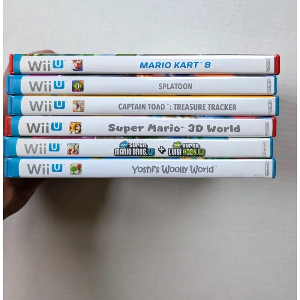 Nintendo Wii U Game Lot of 6 Mario Kart Bros U 3D World Splatoon Yoshi Cpt Toad